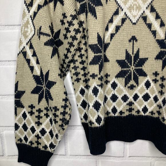 1980's Spettro Men's Totally 80's Snowflake Ski Sweater Black & Tan Size Medium - Picture 9 of 11